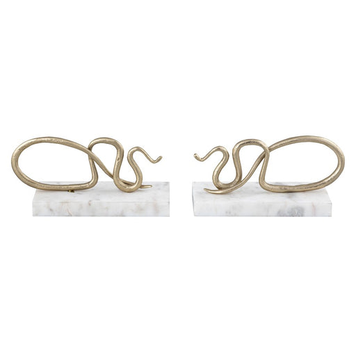 Atlas Lighting Snake Bookend Set of 2, Polished Brass
