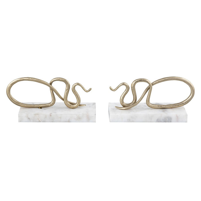 Atlas Lighting Snake Bookend Set of 2, Polished Brass