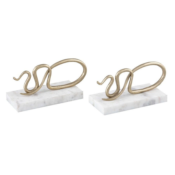 Atlas Lighting Snake Bookend Set of 2, Polished Brass