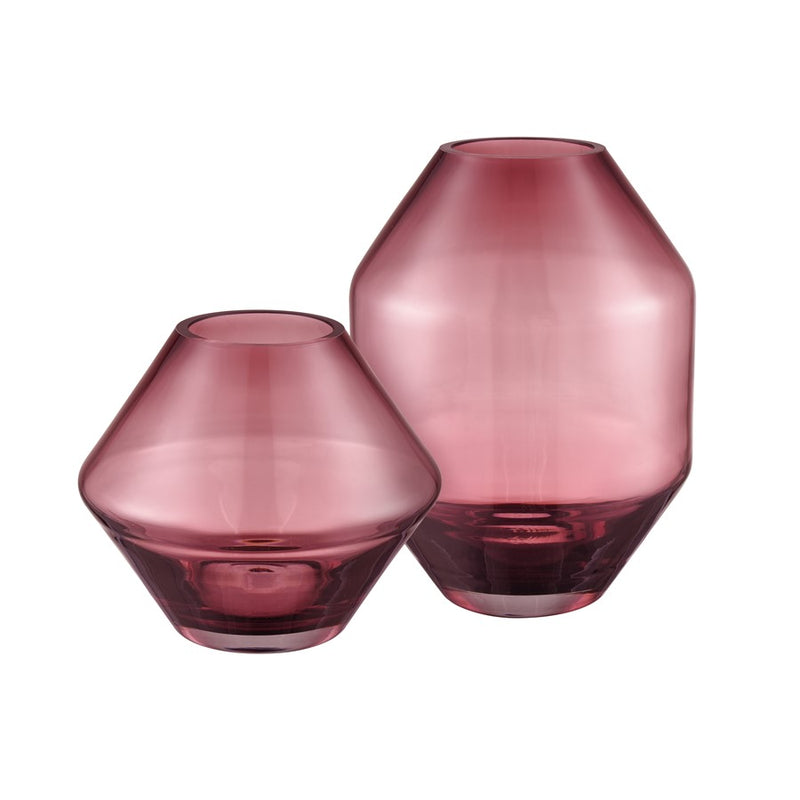 Atlas Lighting Sofia 6.75in Maroon Glass Vase | Modern Geometric Colored Glass | Living Room & Entryway Decor | Model AC11598-01