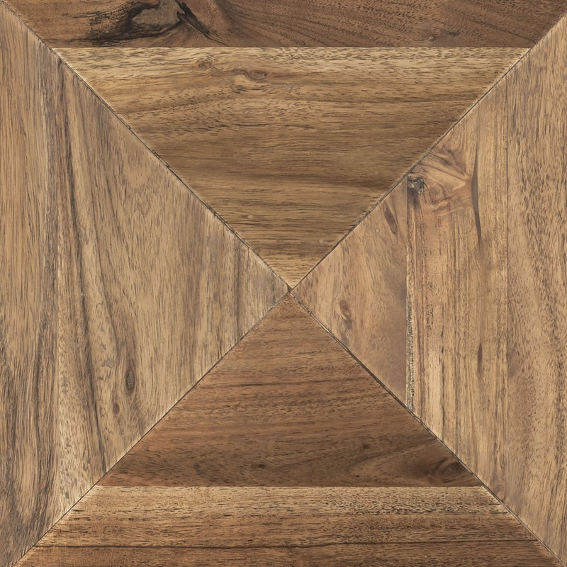 Atlas Lighting Sollis 12in Natural Wood Pyramid | Faceted Mango Wood Decorative Object | Bookshelf & Coffee Table Accent | Model AC11599-01