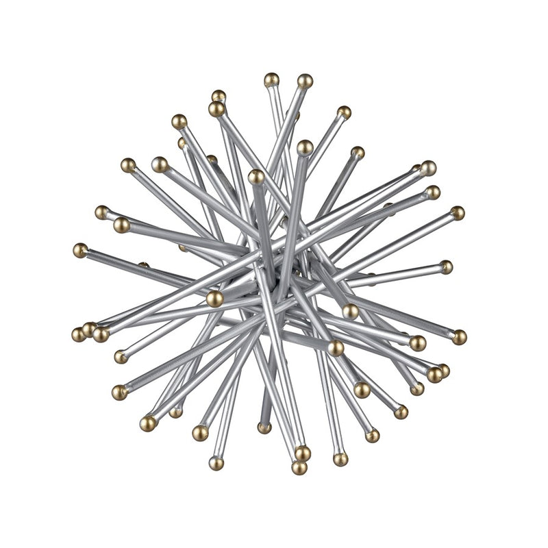 Atlas Lighting Spike Decorative Object | Silver Metal with Gold Tips | Shelf & Tabletop Accent | 9 x 9 x 9 in | Model AC11603-01