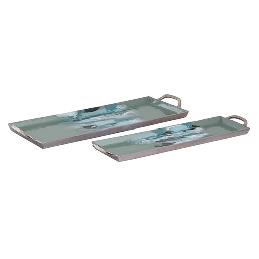 Atlas Lighting Spindrift Tray Set of 2, Seafoam Green Enamel