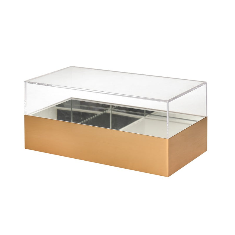 Atlas Lighting Split Decorative Box Rectangle | Brass and Clear Acrylic | Bookshelf & Tabletop Storage | 14 x 7 x 6 in | Model AC11606-01