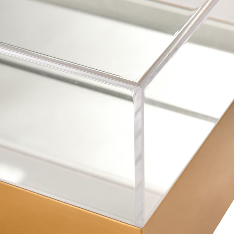 Atlas Lighting Split Decorative Box Rectangle | Brass and Clear Acrylic | Bookshelf & Tabletop Storage | 14 x 7 x 6 in | Model AC11606-01