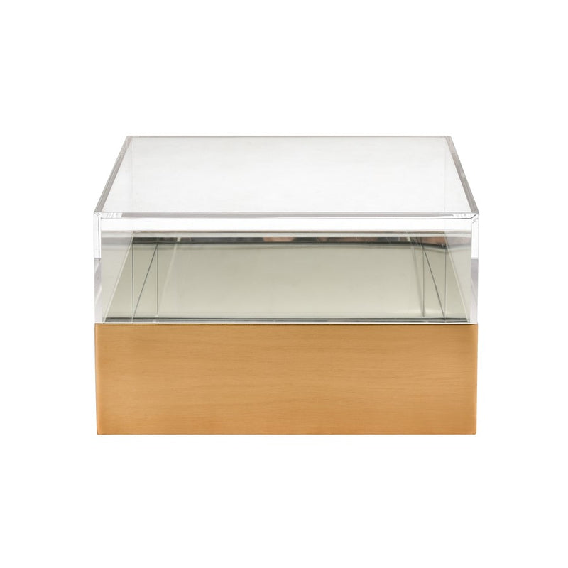 Atlas Lighting Split Decorative Box Square | Brass and Clear Acrylic | Bookshelf & Tabletop Storage | 10 x 10 x 6 in | Model AC11607-01