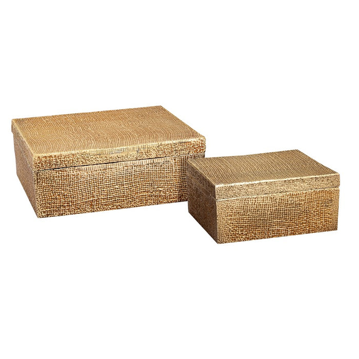 Atlas Lighting Square Linen Small Texture Box, Brass