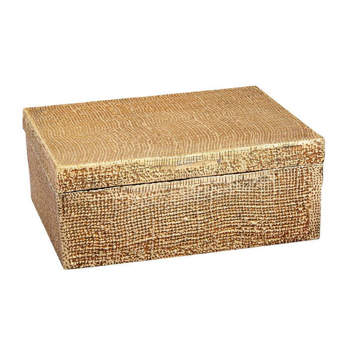 Atlas Lighting Square Linen Large Texture Box, Brass