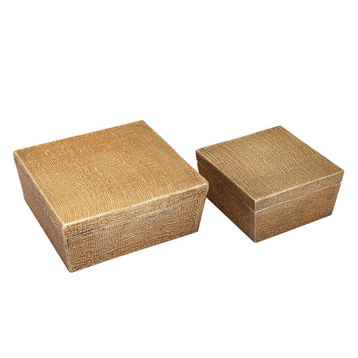 Atlas Lighting Square Linen Large Texture Box, Brass