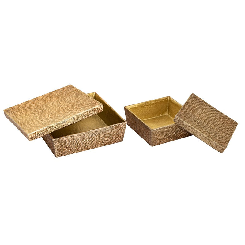 Atlas Lighting Square Linen Large Texture Box, Brass