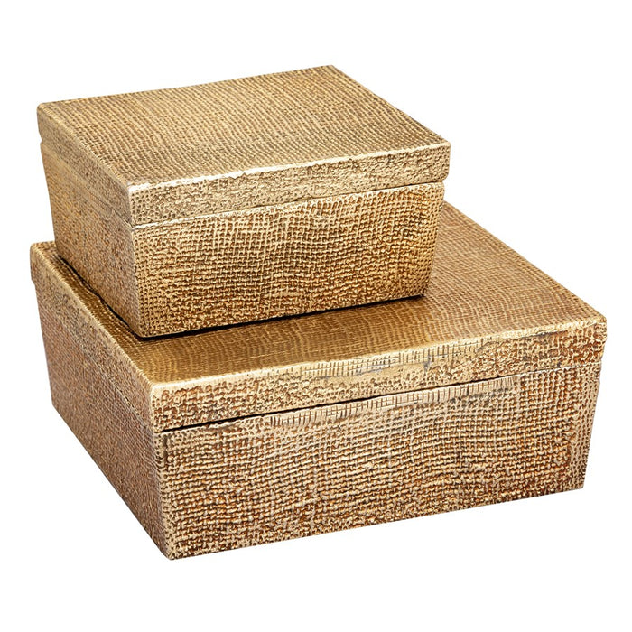 Atlas Lighting Square Linen Large Texture Box, Brass