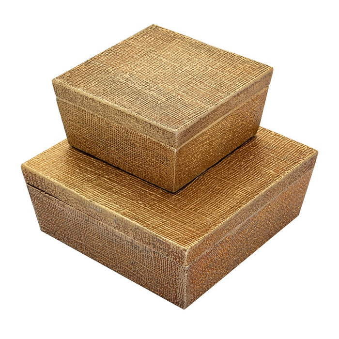 Atlas Lighting Square Linen Large Texture Box, Brass