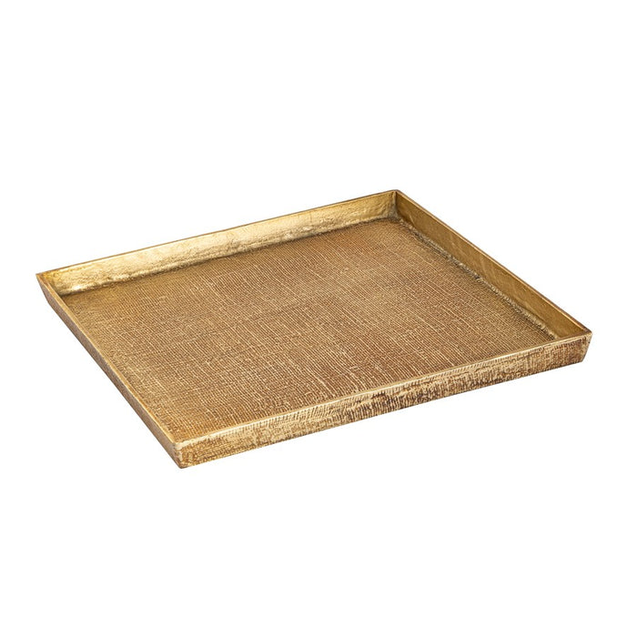 Atlas Lighting Square Linen Texture Tray Set of 2, Brass