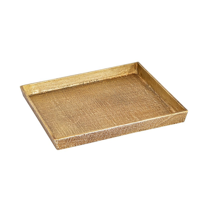 Atlas Lighting Square Linen Texture Tray Set of 2, Brass