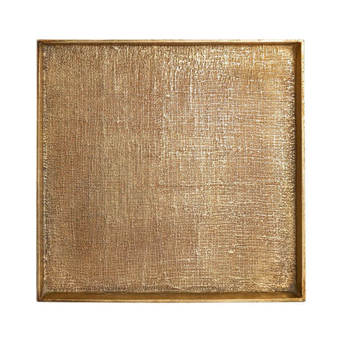 Atlas Lighting Square Linen Texture Tray Set of 2, Brass