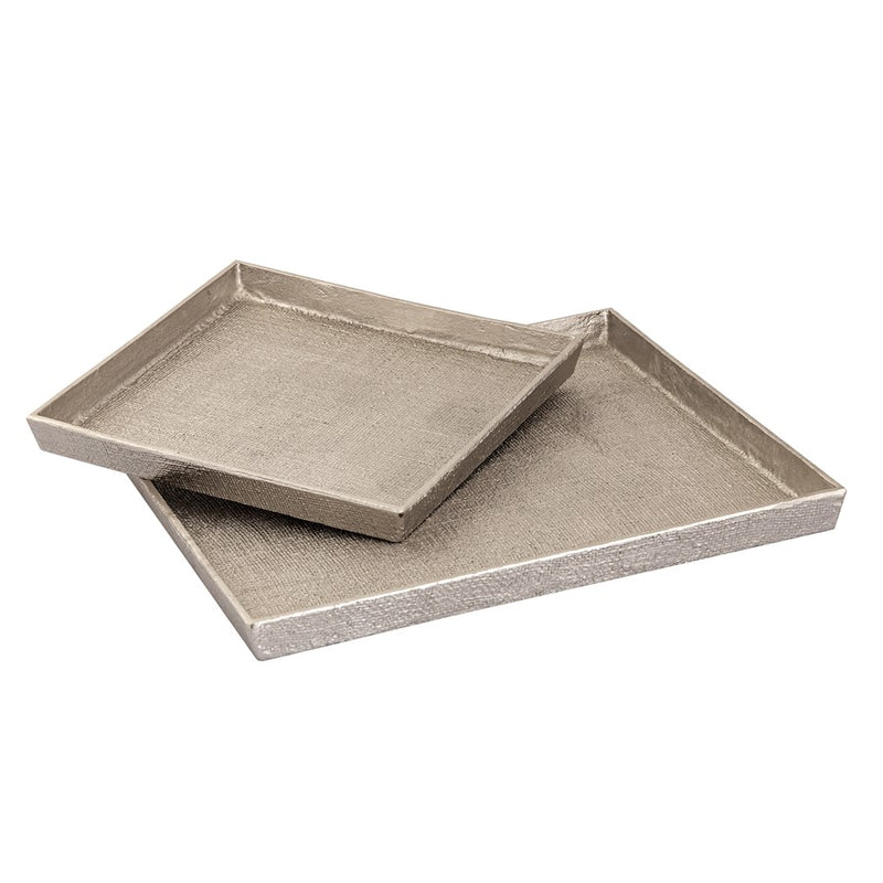 Atlas Lighting Square Linen Texture Tray Set of 2, Nickel