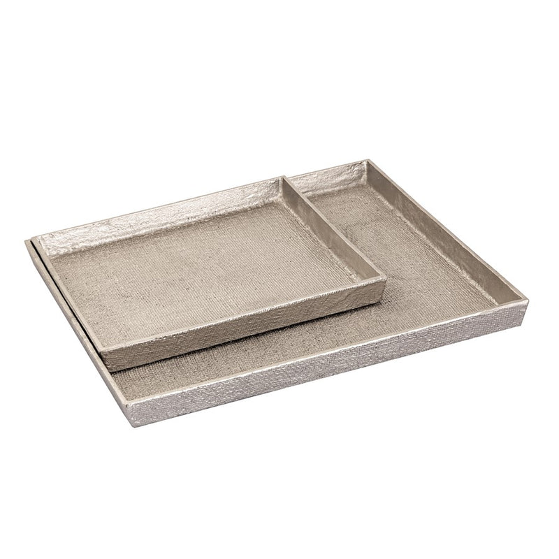 Atlas Lighting Square Linen Texture Tray Set of 2, Nickel