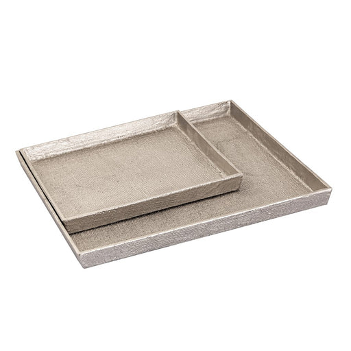 Atlas Lighting Square Linen Texture Tray Set of 2, Nickel
