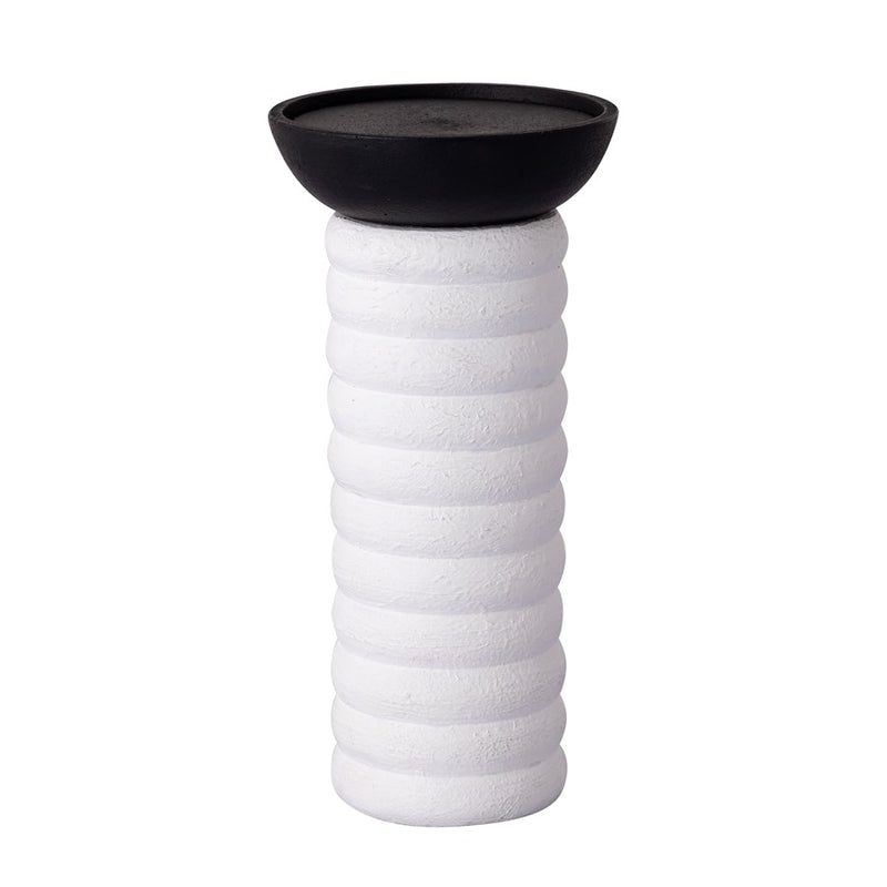 Atlas Lighting Stack Pillar Holder Set of 3 | Plaster White Metal Candle Holders | Mantel & Dining Table Decor | 5 x 5 x 10 in | Model AC11613-01S