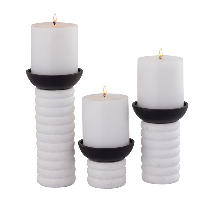 Atlas Lighting Stack Pillar Holder, Set of 3, Plaster White