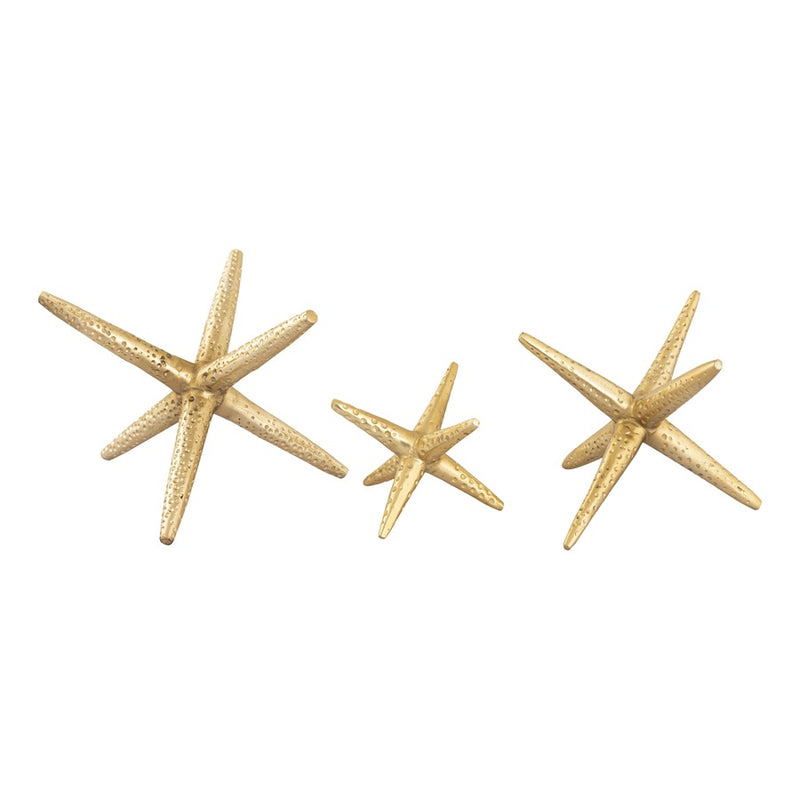 Atlas Lighting Star Jacks Decorative Object, Set of 3 | Modern Polished Brass Metal Sculptures | Bookshelf & Credenza Accent | Model AC11614-01S