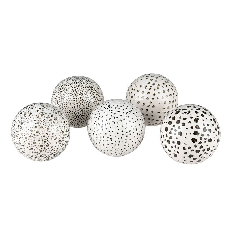Atlas Lighting Stassi Orbs Decorative Object, Set of 5 | Modern White & Black Hand-Painted Earthenware | Decorative Bowl | Model AC11615-01S