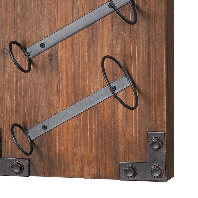 Atlas Lighting Stilton Wine Rack | Transitional Brown Wood & Bronze Metal Wall-Mounted Bottle Storage | Kitchen & Dining Room | Model AC11618-01