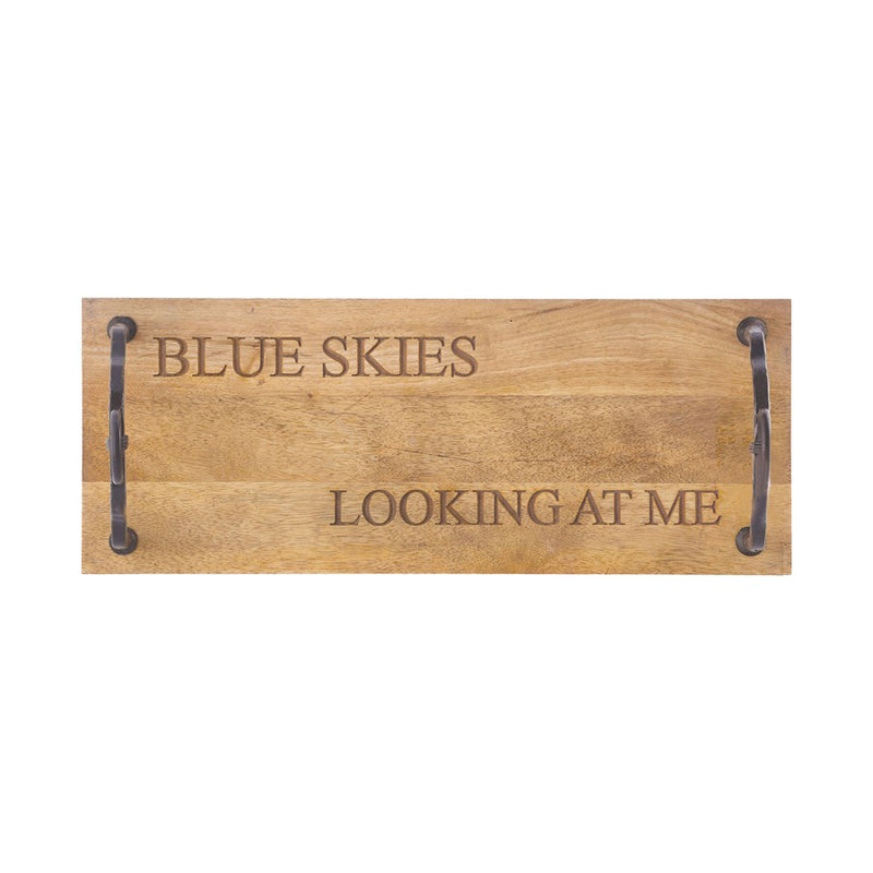Atlas Lighting Blue Skies Swing 24in W | Traditional Natural Wood & Black Metal | Living Room & Porch Decor | 24 x 10 x 8 in | Model AC11621-01