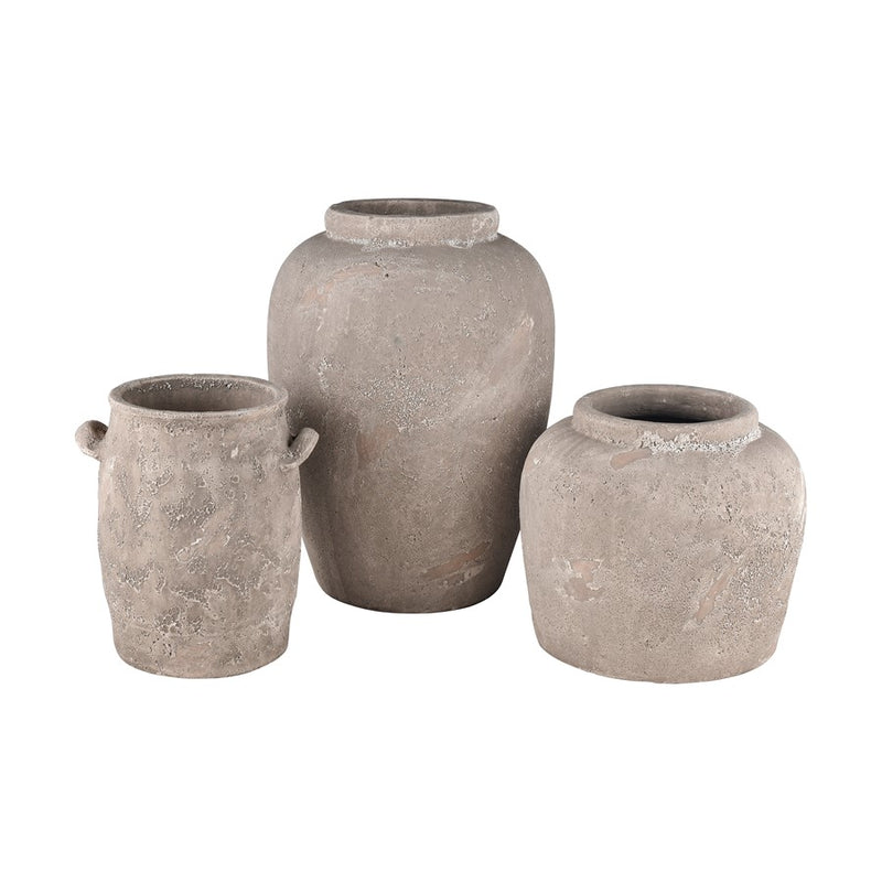 Atlas Lighting Tanis Vessel Extra Small | Aged Gray Earthenware | Cultural & Found-Object Accent | 8.75 x 10.25 x 12 in | Model AC11626-01