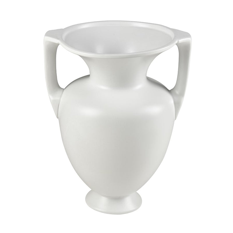 Atlas Lighting Tellis Medium Vase | White Fluted Earthenware with Handles | Living Room & Entryway Decor | 11.75 x 11.75 x 16 in | Model AC11633-01