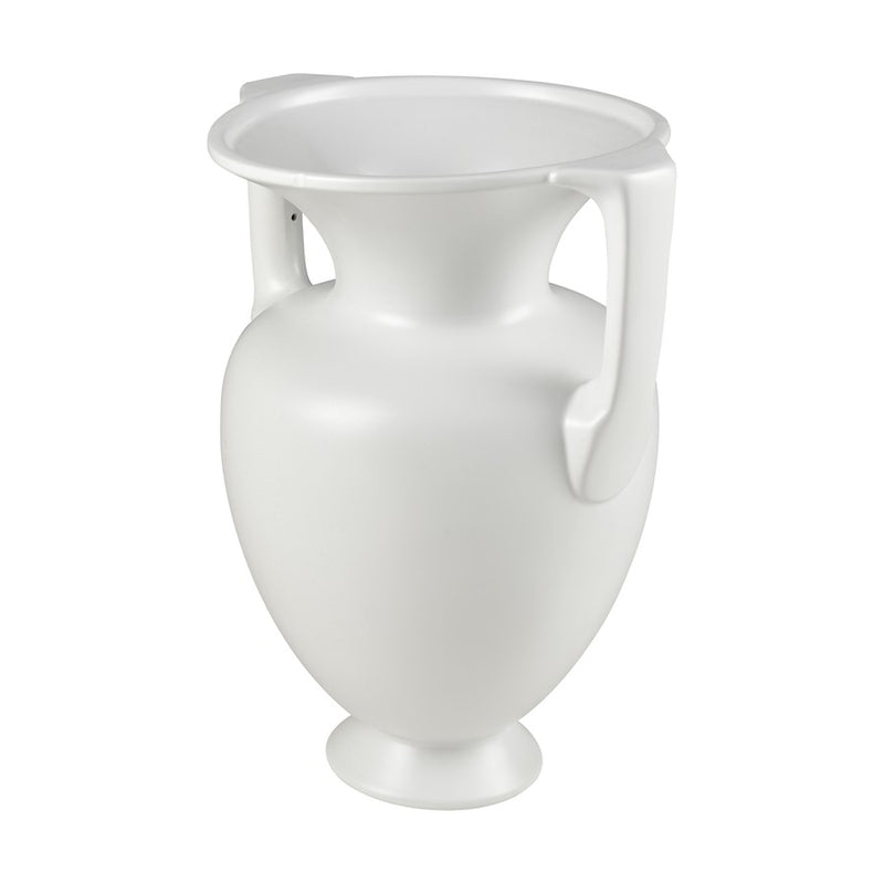 Atlas Lighting Tellis Medium Vase | White Fluted Earthenware with Handles | Living Room & Entryway Decor | 11.75 x 11.75 x 16 in | Model AC11633-01