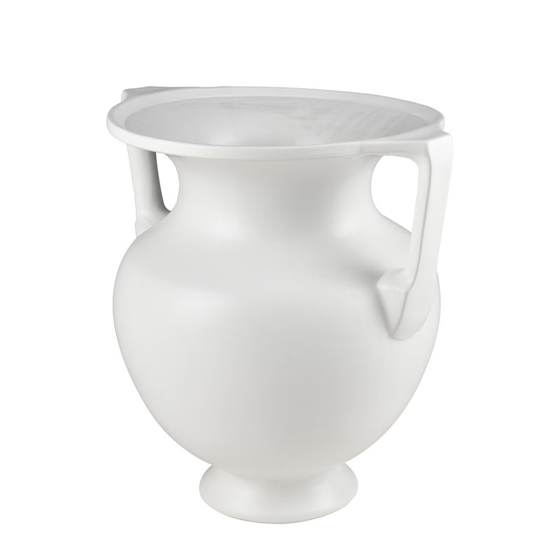 Atlas Lighting Tellis Large Vase | White Fluted Earthenware with Handles | Living Room & Entryway Decor | 17.5 x 17.5 x 18 in | Model AC11633-02
