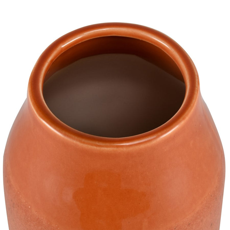 Atlas Lighting Terra Small Vase | Coral & Cream Earthenware | Living Room & Entryway Decor | 5.75 x 5.75 x 12 in | Model AC11635-01