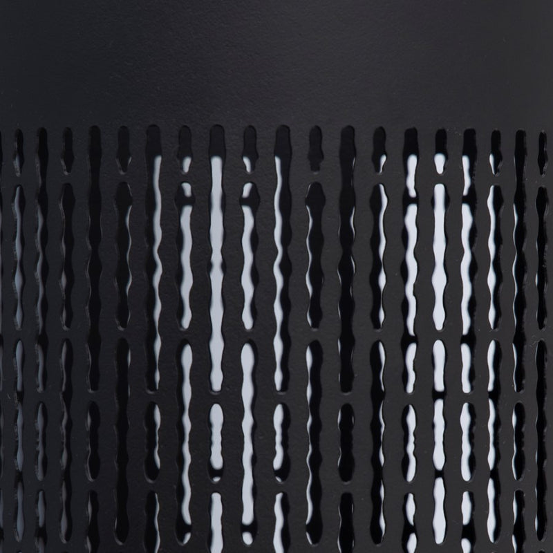 Atlas Lighting Terrell Medium Hurricane | Matte Black Metal & Natural Wood | Living Room & Entryway Decor | 7 x 7 x 10 in | Model AC11636-02