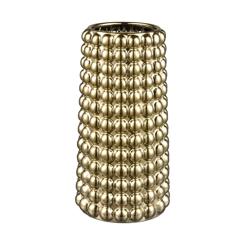 Atlas Lighting Theo 13in Vase | Gold Earthenware | Living Room & Entryway Decor | 6.5 x 6.5 x 13 in | Model AC11637-02