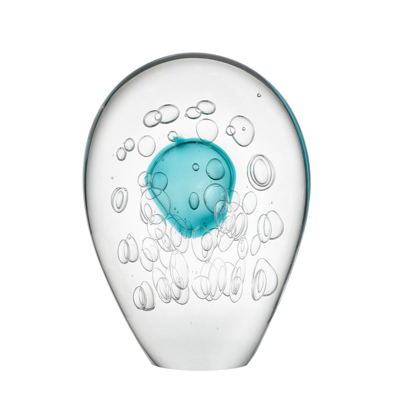 Atlas Lighting Threads Small Object | Clear and Blue Art Glass | Shelf, Console & Coffee Table Decor | 8 x 3 x 11 in | Model AC11639-01