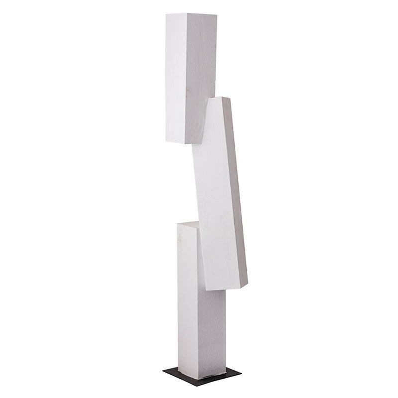 Atlas Lighting Tilt Floor Sculpture | Plaster White Metal with Black Base | Entryway & Living Room Statement Decor | Model AC11642-01
