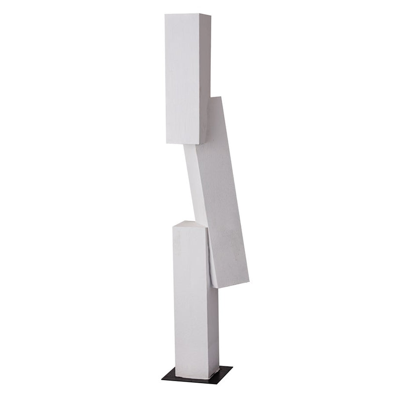 Atlas Lighting Tilt Floor Sculpture | Plaster White Metal with Black Base | Entryway & Living Room Statement Decor | Model AC11642-01
