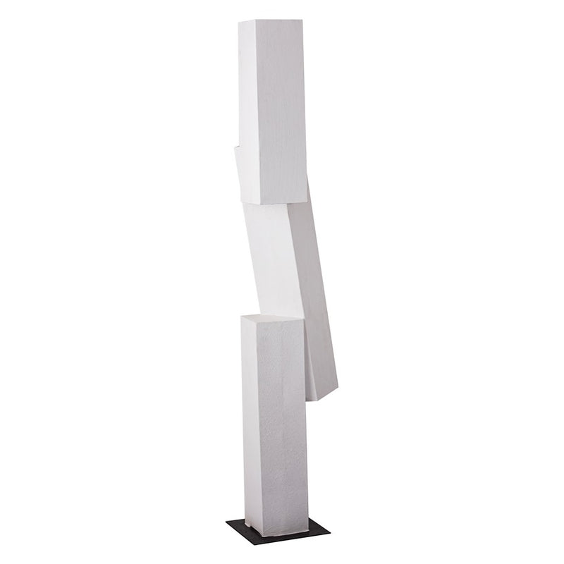 Atlas Lighting Tilt Floor Sculpture | Plaster White Metal with Black Base | Entryway & Living Room Statement Decor | Model AC11642-01