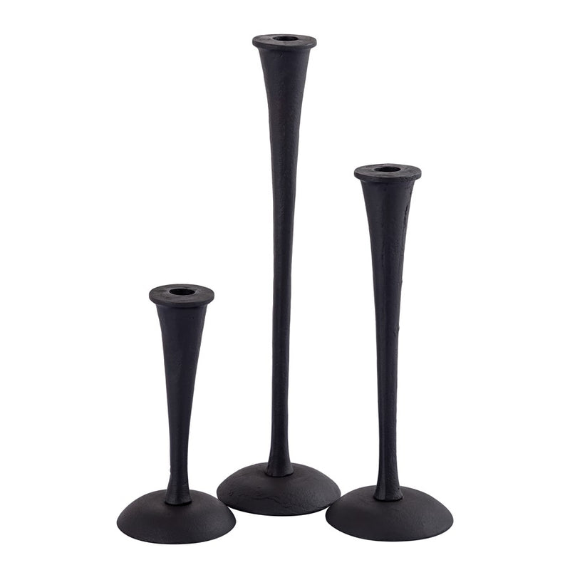 Atlas Lighting Trumpet Candleholder, Set of 3, Aged Black
