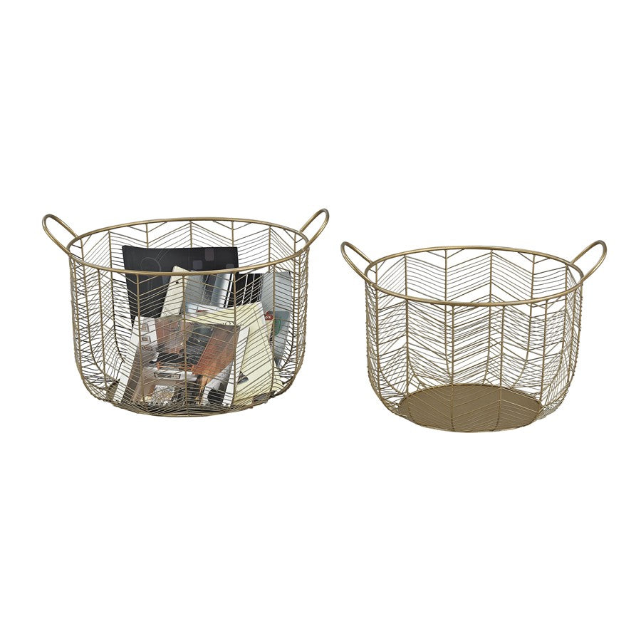 Atlas Lighting Tuckernuck Basket, Set of 2, Brass