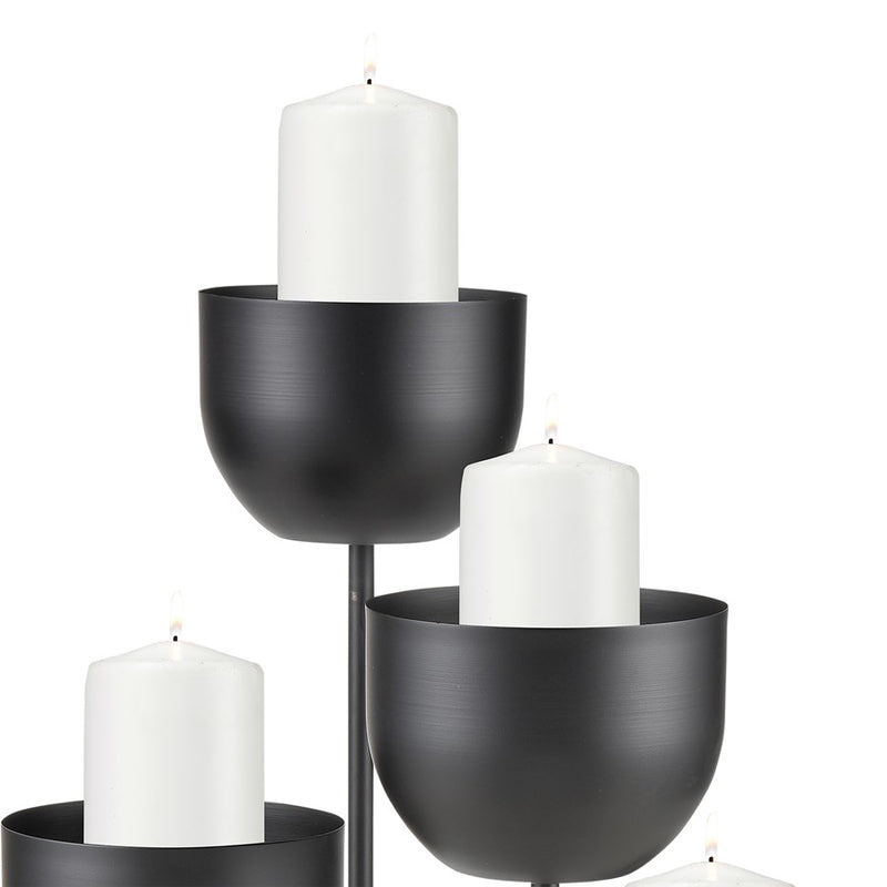 Atlas Lighting Tulip 38in Tall Candleholder | Matte Black Metal with Four Tulip Cups | Dining Room & Mantel Centerpiece | Model AC11656-01