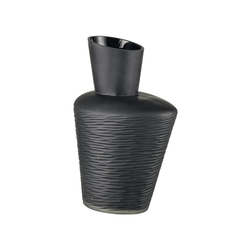 Atlas Lighting Tuxedo Small Vase | Etched Black Textured Glass | Lodge & Modern Decor, Fresh Flowers or Sculpture | Model AC11659-01