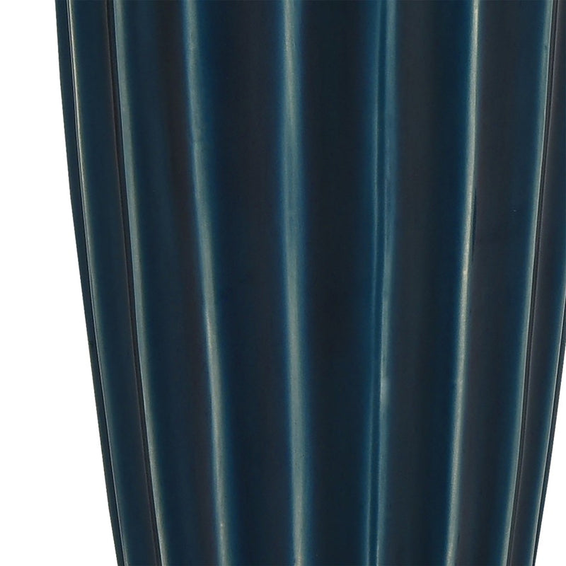 Atlas Lighting Virginia Vase | Midnight Blue Earthenware Fluted Decor | Entryway & Living Room Accent | 6.5 x 6.5 x 20 in | Model AC11665-01