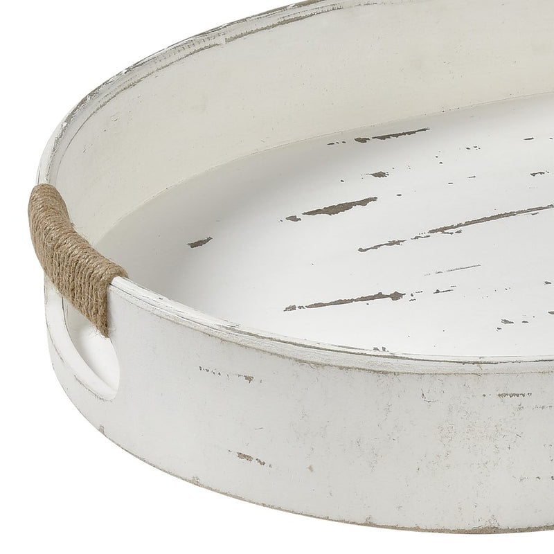 Atlas Lighting Waterfront Tray | Weathered White Wood Composite Rope Handles | Coastal & Farmhouse Serving Tray | 20 x 15.75 x 3 in | Model AC11668-01