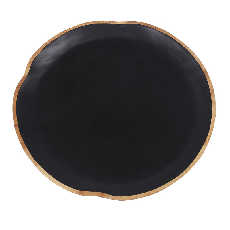 Atlas Lighting Weller 18in Black & Natural Wood Decorative Plate | Modern Handmade Suar Wood | Wall Art & Tabletop Display | Model AC11675-01