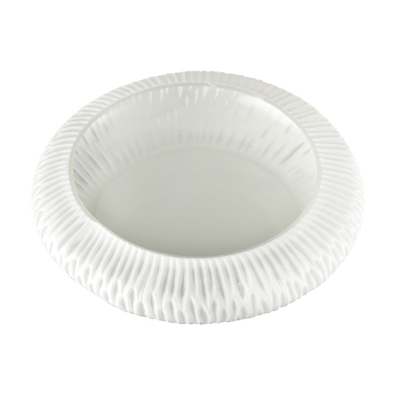 Atlas Lighting Wendy 12in White Frosted Glass Decorative Bowl | Coastal Contemporary Style | Coffee Table & Entryway Decor | Model AC11676-01