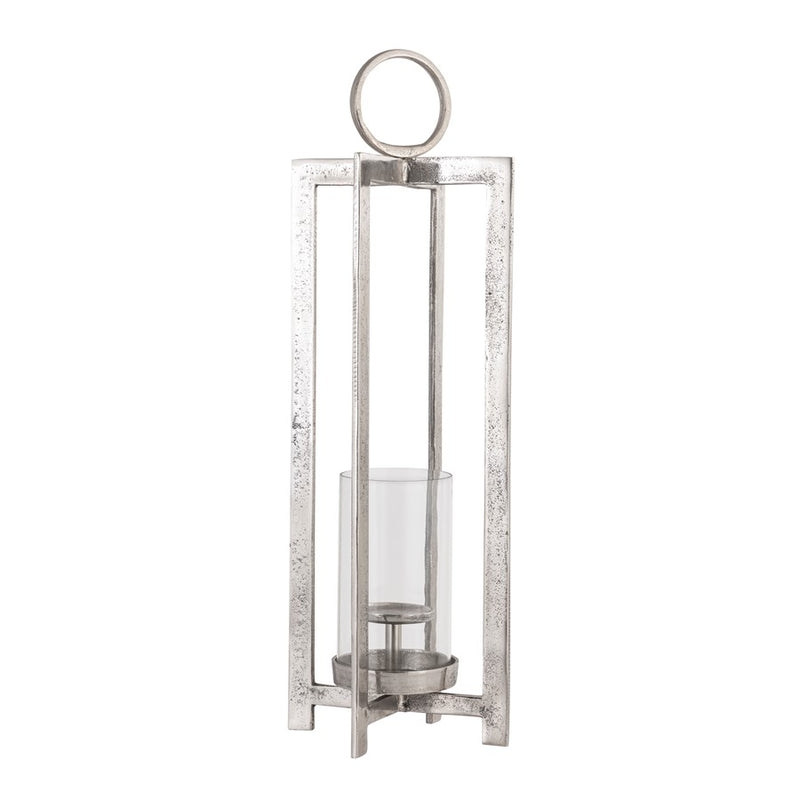 Atlas Lighting Wilmot 10in Silver Metal Candle Lantern | Traditional Polished Nickel & Clear Glass | Entryway & Porch Accent | Model AC11684-02