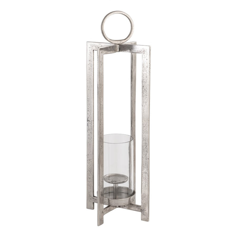 Atlas Lighting Wilmot 10in Silver Metal Candle Lantern | Traditional Polished Nickel & Clear Glass | Entryway & Porch Accent | Model AC11684-02