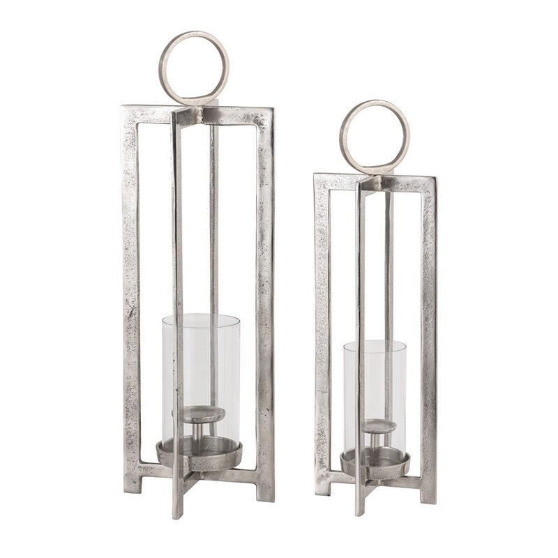 Atlas Lighting Wilmot 10in Silver Metal Candle Lantern | Traditional Polished Nickel & Clear Glass | Entryway & Porch Accent | Model AC11684-02